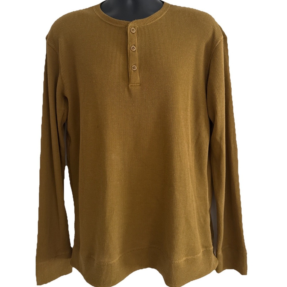 Patagonia Henley Brown Pullover Waffle Weaved Shirt Sz L